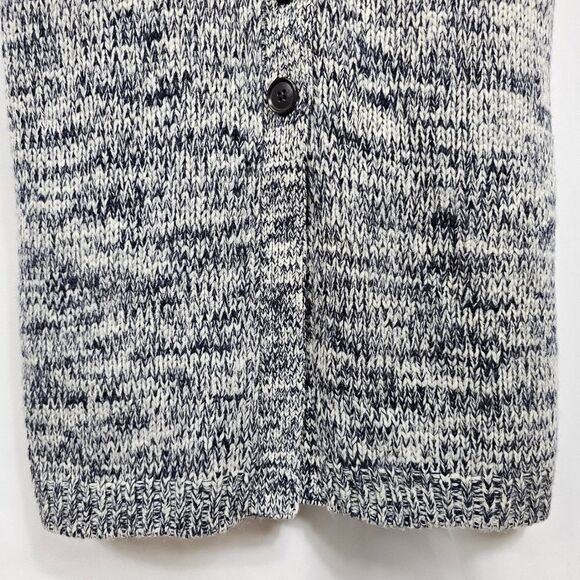 Frame Belted Melange Wool Blend Belted Cardigan in Navy and Light Gray Size S - Picture 10 of 14